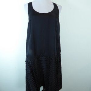 Club Monaco Silk dress racer back black pleated accent sleeveless 8 shift